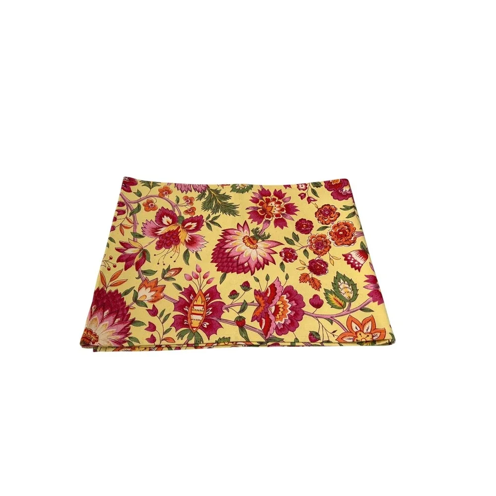 April Cornell Floral Cotton Table Runner Yellow Pink Orange Green 72x13 Boho